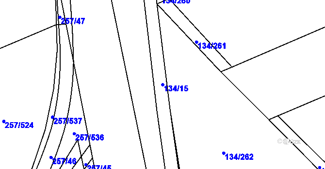 Parcela st. 134/15 v KÚ Chvalovice u Nymburka, Katastrální mapa