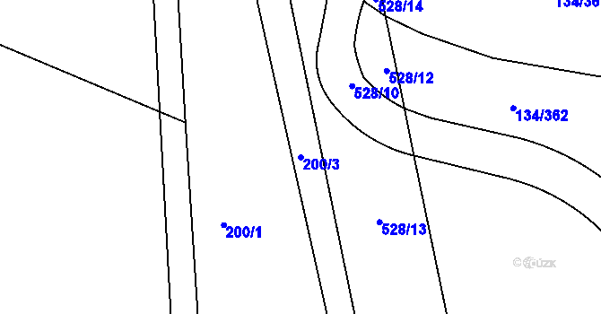 Parcela st. 200/3 v KÚ Chvalovice u Nymburka, Katastrální mapa