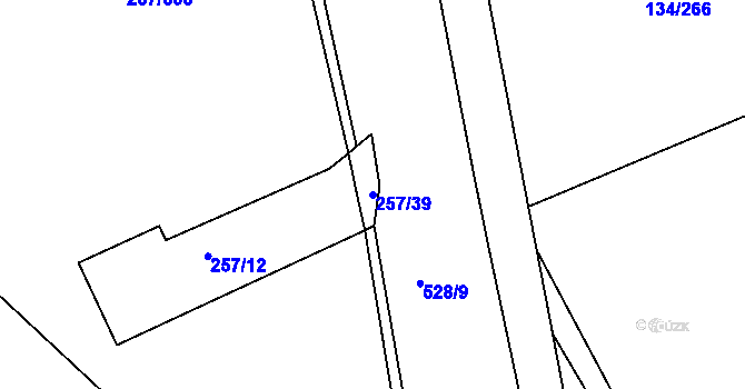 Parcela st. 257/39 v KÚ Chvalovice u Nymburka, Katastrální mapa