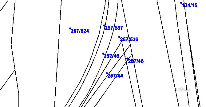 Parcela st. 257/46 v KÚ Chvalovice u Nymburka, Katastrální mapa
