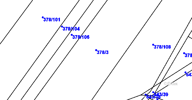 Parcela st. 378/3 v KÚ Chvalovice u Nymburka, Katastrální mapa