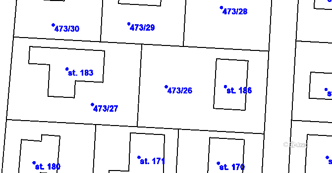 Parcela st. 473/26 v KÚ Chvalovice u Nymburka, Katastrální mapa