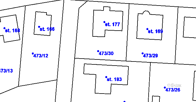 Parcela st. 473/30 v KÚ Chvalovice u Nymburka, Katastrální mapa