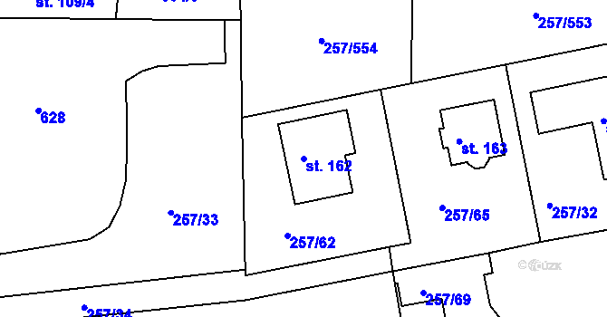 Parcela st. 162 v KÚ Chvalovice u Nymburka, Katastrální mapa