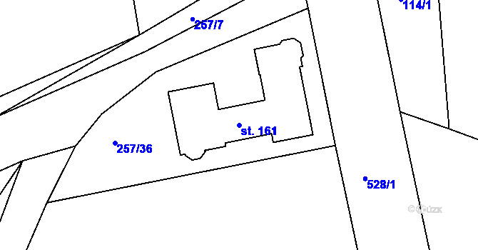 Parcela st. 161 v KÚ Chvalovice u Nymburka, Katastrální mapa