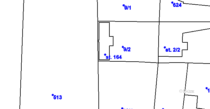 Parcela st. 164 v KÚ Chvalovice u Nymburka, Katastrální mapa