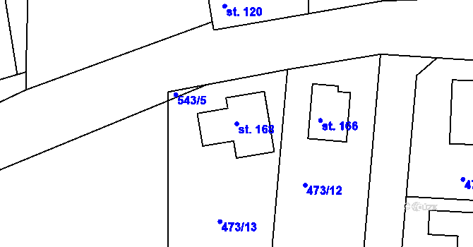 Parcela st. 168 v KÚ Chvalovice u Nymburka, Katastrální mapa