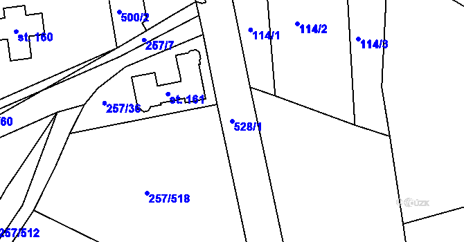 Parcela st. 528/1 v KÚ Chvalovice u Nymburka, Katastrální mapa