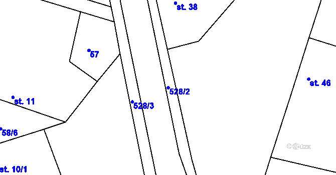 Parcela st. 528/2 v KÚ Chvalovice u Nymburka, Katastrální mapa
