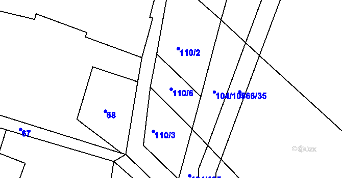 Parcela st. 110/6 v KÚ Chvalovice u Nymburka, Katastrální mapa