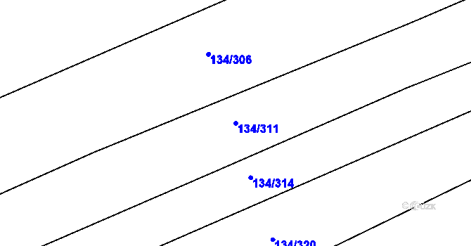 Parcela st. 134/311 v KÚ Chvalovice u Nymburka, Katastrální mapa