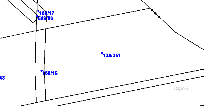 Parcela st. 134/351 v KÚ Chvalovice u Nymburka, Katastrální mapa
