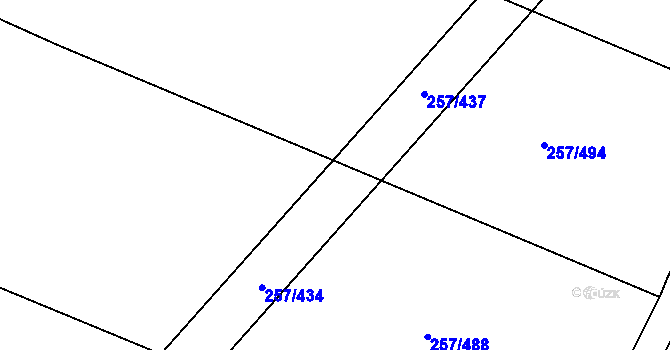 Parcela st. 257/435 v KÚ Chvalovice u Nymburka, Katastrální mapa