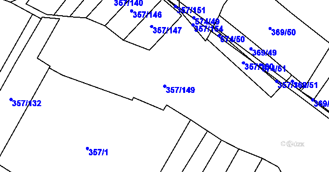 Parcela st. 357/149 v KÚ Chvalovice u Nymburka, Katastrální mapa