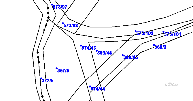 Parcela st. 369/44 v KÚ Chvalovice u Nymburka, Katastrální mapa