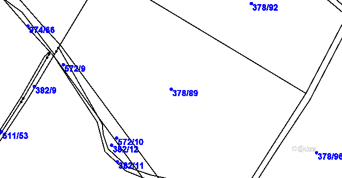 Parcela st. 378/89 v KÚ Chvalovice u Nymburka, Katastrální mapa