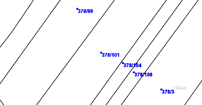 Parcela st. 378/101 v KÚ Chvalovice u Nymburka, Katastrální mapa
