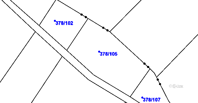 Parcela st. 378/105 v KÚ Chvalovice u Nymburka, Katastrální mapa