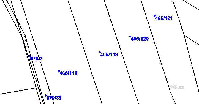 Parcela st. 466/119 v KÚ Chvalovice u Nymburka, Katastrální mapa