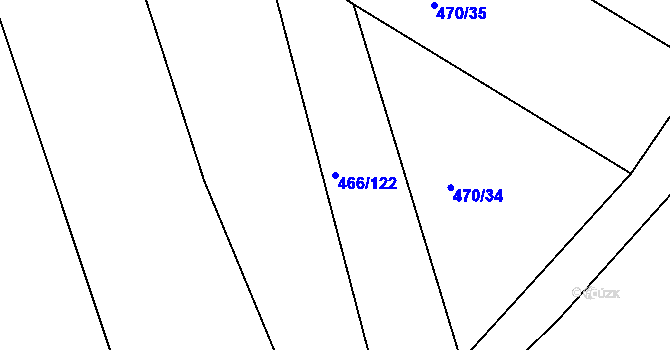 Parcela st. 466/122 v KÚ Chvalovice u Nymburka, Katastrální mapa