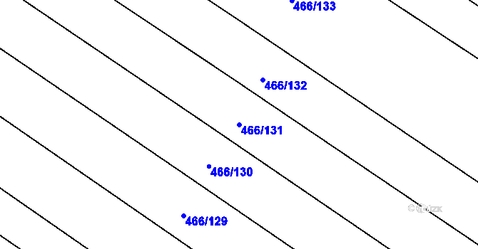 Parcela st. 466/131 v KÚ Chvalovice u Nymburka, Katastrální mapa