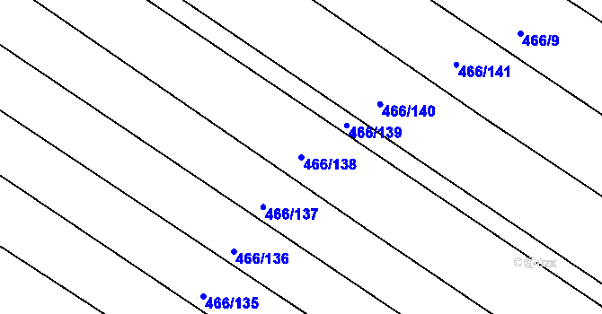 Parcela st. 466/138 v KÚ Chvalovice u Nymburka, Katastrální mapa