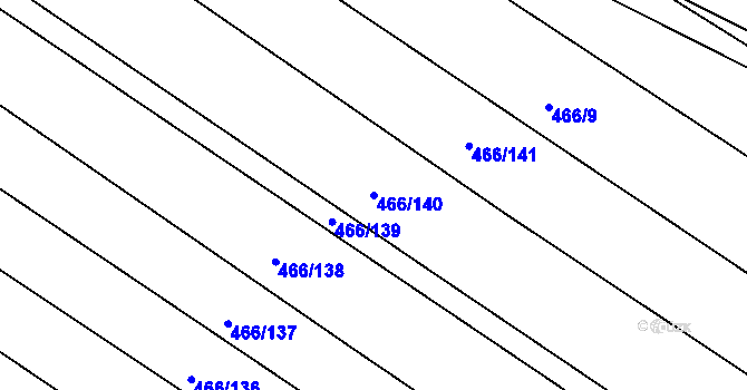 Parcela st. 466/140 v KÚ Chvalovice u Nymburka, Katastrální mapa