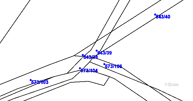 Parcela st. 543/39 v KÚ Chvalovice u Nymburka, Katastrální mapa