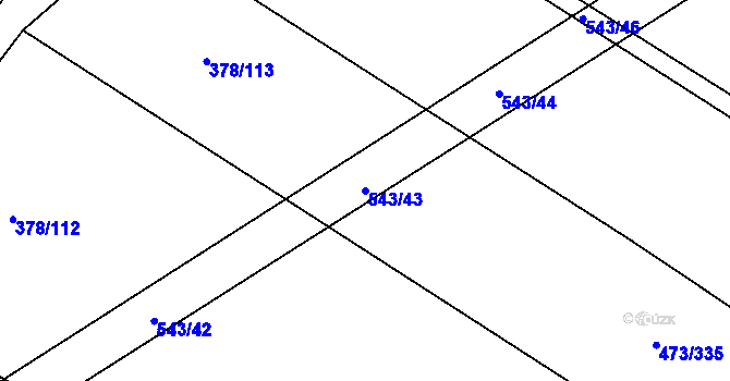 Parcela st. 543/43 v KÚ Chvalovice u Nymburka, Katastrální mapa