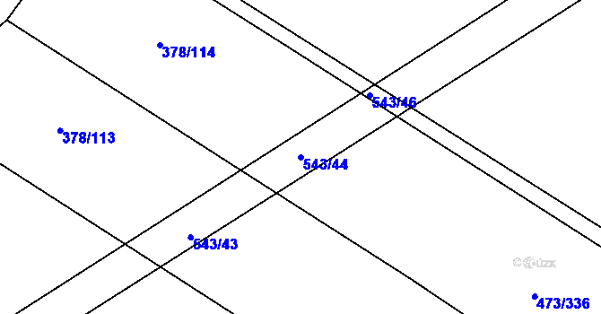 Parcela st. 543/44 v KÚ Chvalovice u Nymburka, Katastrální mapa