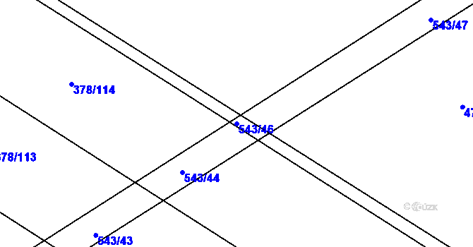 Parcela st. 543/46 v KÚ Chvalovice u Nymburka, Katastrální mapa