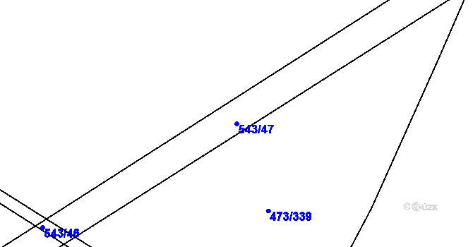 Parcela st. 543/47 v KÚ Chvalovice u Nymburka, Katastrální mapa