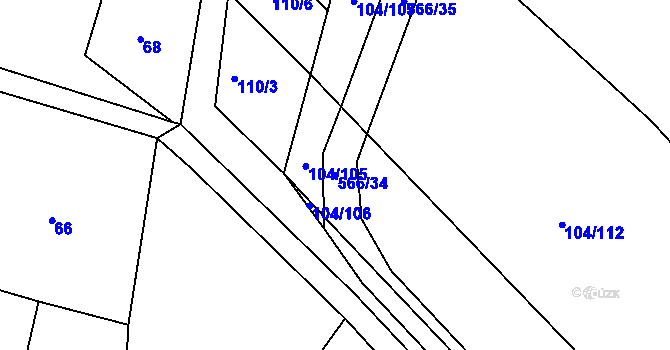 Parcela st. 566/34 v KÚ Chvalovice u Nymburka, Katastrální mapa