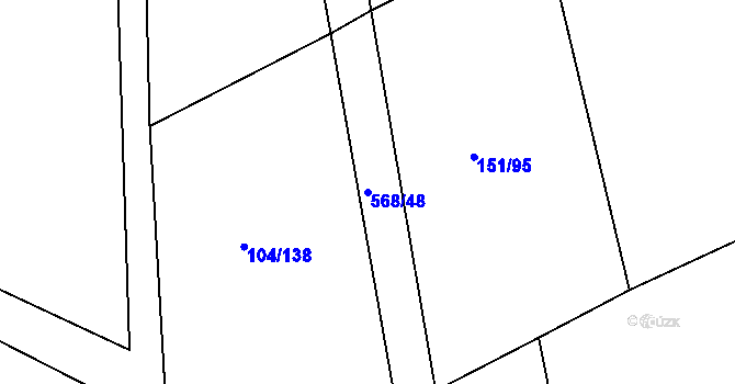 Parcela st. 568/48 v KÚ Chvalovice u Nymburka, Katastrální mapa