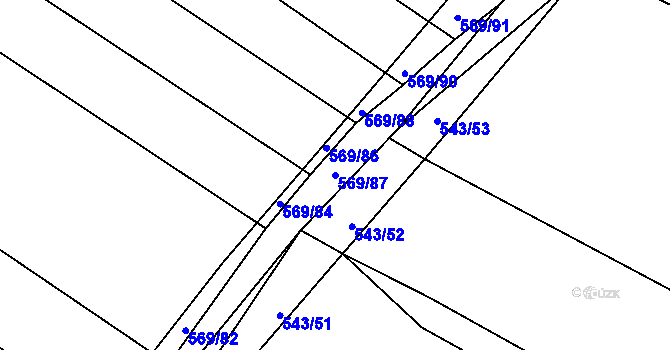 Parcela st. 569/87 v KÚ Chvalovice u Nymburka, Katastrální mapa