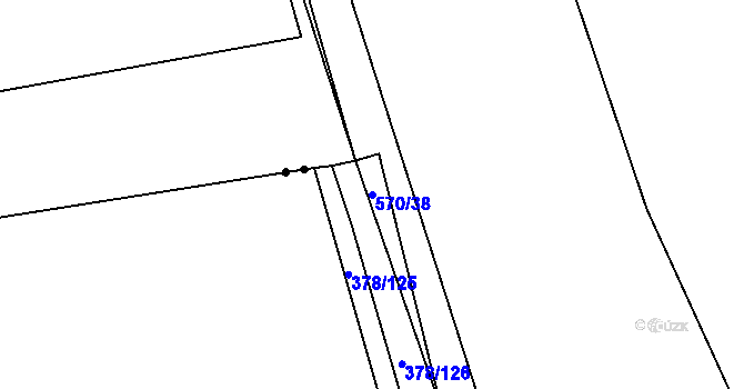Parcela st. 570/38 v KÚ Chvalovice u Nymburka, Katastrální mapa