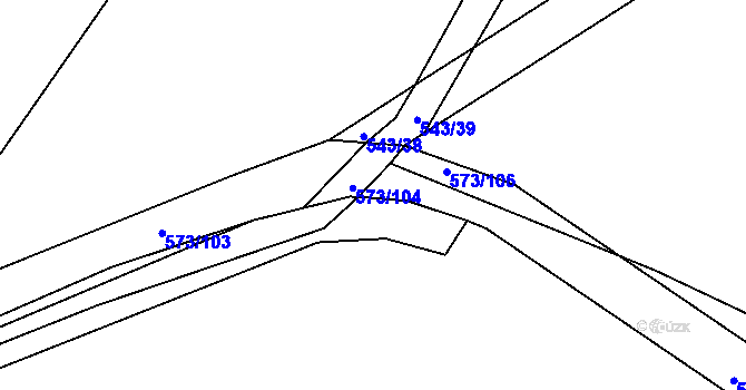 Parcela st. 573/105 v KÚ Chvalovice u Nymburka, Katastrální mapa