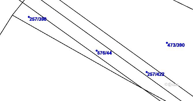 Parcela st. 576/44 v KÚ Chvalovice u Nymburka, Katastrální mapa