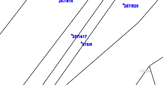 Parcela st. 578/9 v KÚ Chvalovice u Nymburka, Katastrální mapa