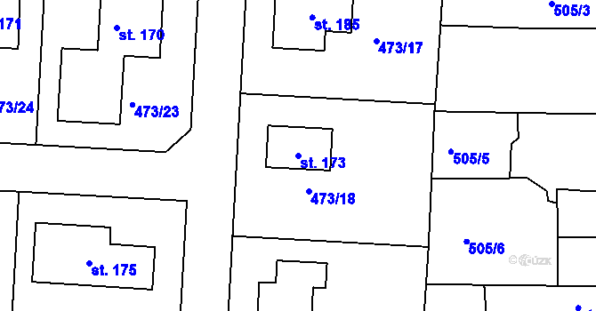 Parcela st. 173 v KÚ Chvalovice u Nymburka, Katastrální mapa