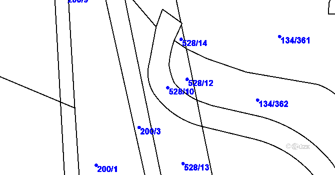 Parcela st. 528/10 v KÚ Chvalovice u Nymburka, Katastrální mapa