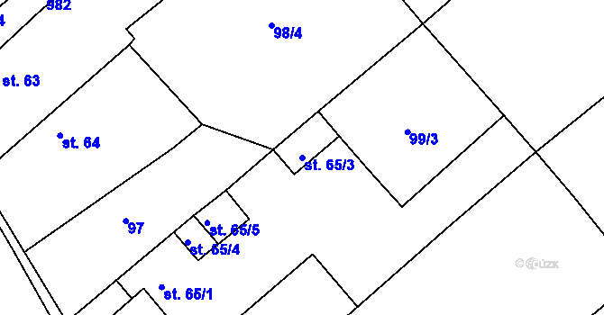 Parcela st. 65/3 v KÚ Kovanice, Katastrální mapa