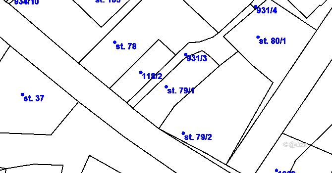Parcela st. 79/1 v KÚ Kovanice, Katastrální mapa