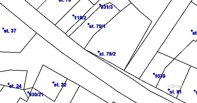 Parcela st. 79/2 v KÚ Kovanice, Katastrální mapa