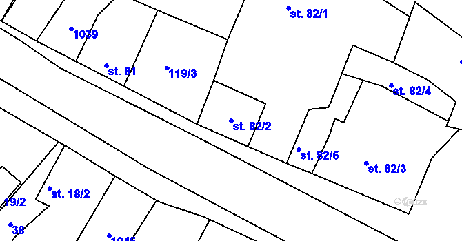 Parcela st. 82/2 v KÚ Kovanice, Katastrální mapa