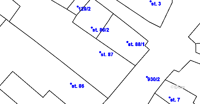 Parcela st. 87 v KÚ Kovanice, Katastrální mapa