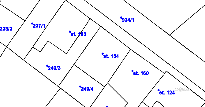 Parcela st. 154 v KÚ Kovanice, Katastrální mapa