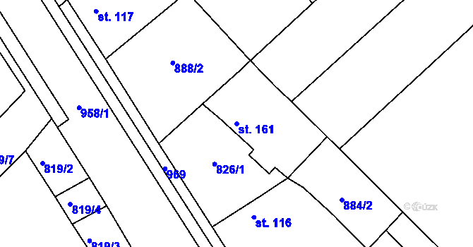Parcela st. 161 v KÚ Kovanice, Katastrální mapa