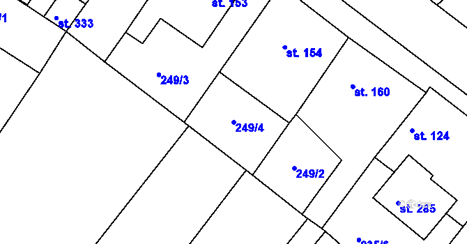 Parcela st. 249/4 v KÚ Kovanice, Katastrální mapa
