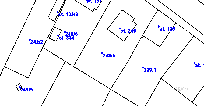 Parcela st. 249/5 v KÚ Kovanice, Katastrální mapa